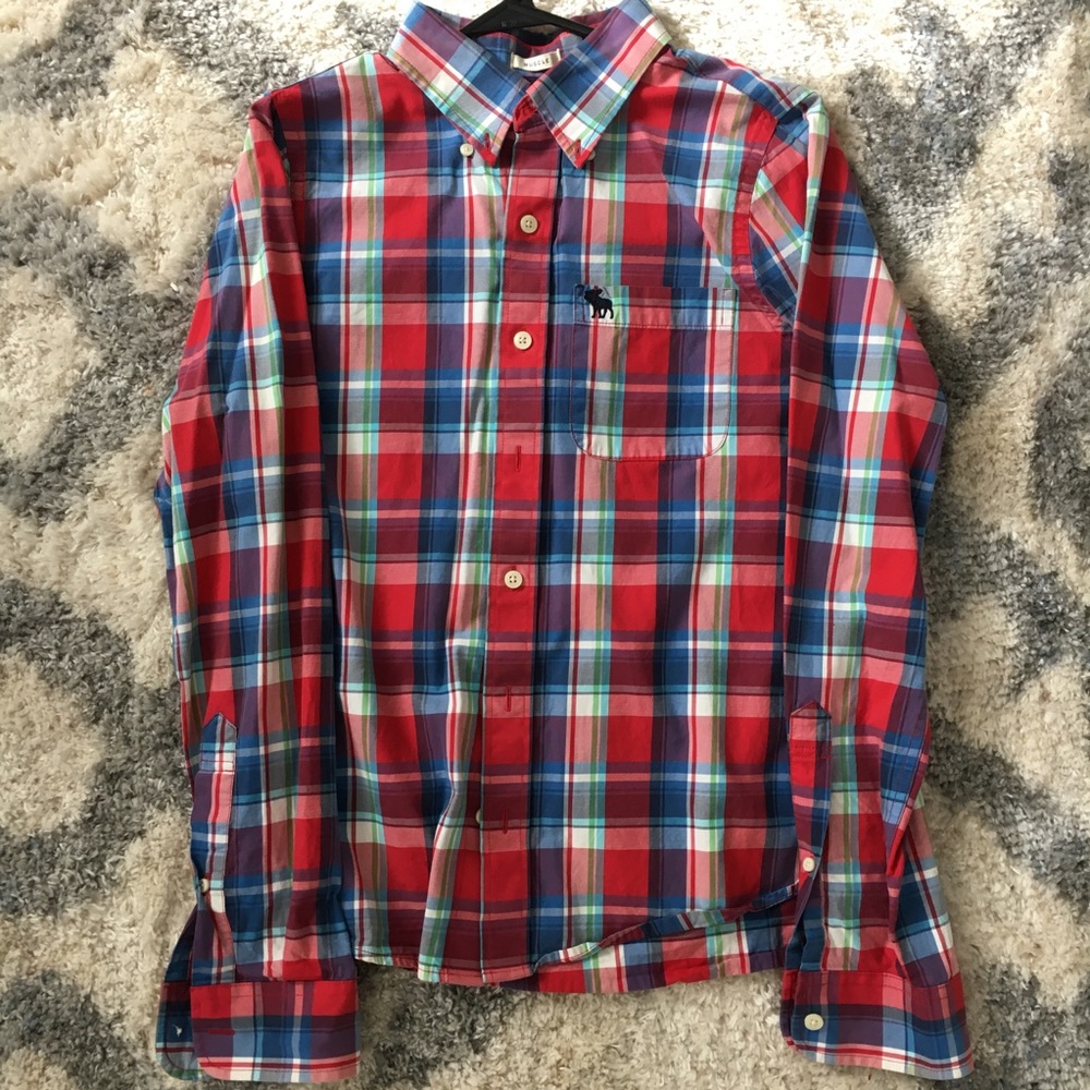 Red plaid button down